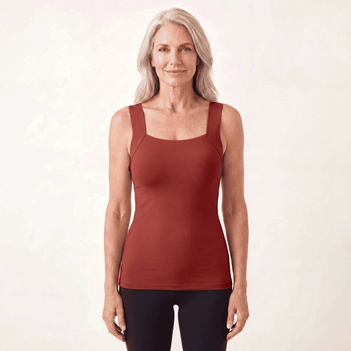 Sculpt Tank with built-in bra in Brick Red