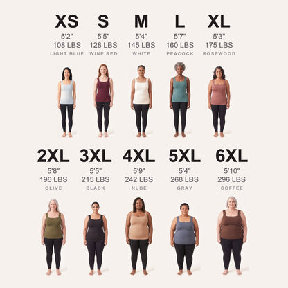 Sculpt Tank size run from XS to 6XL on real bodies