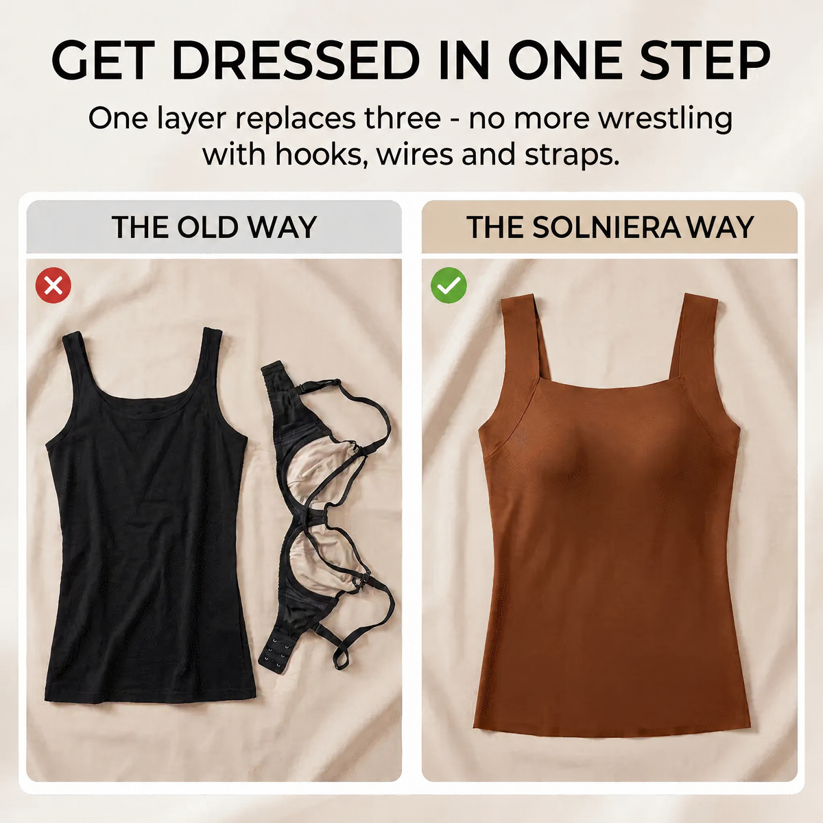 Get dressed in one step: one layer replaces a tank and a bra