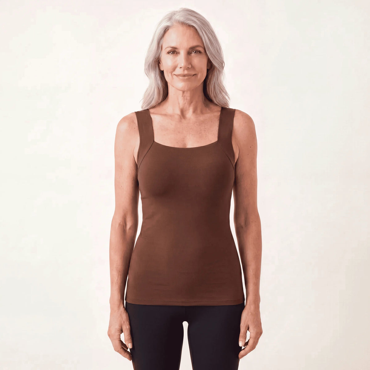 Sculpt Tank with built-in bra in Coffee