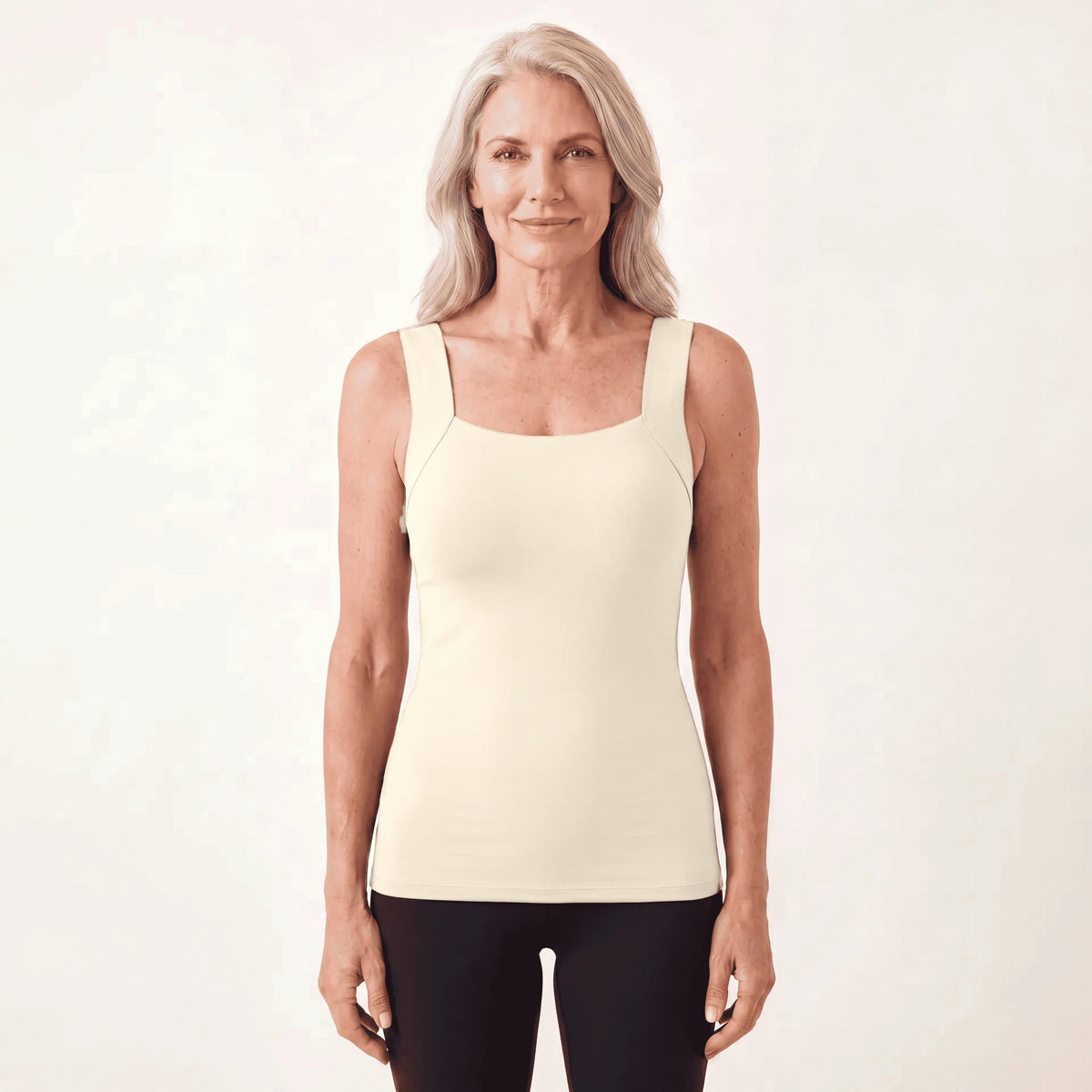 Sculpt Tank with built-in bra in White Cream