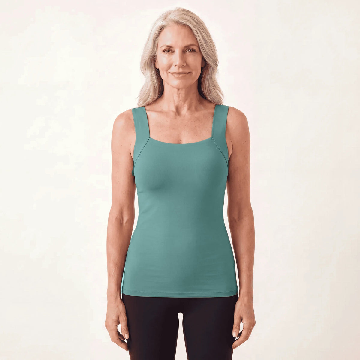 Sculpt Tank with built-in bra in Peacock Green
